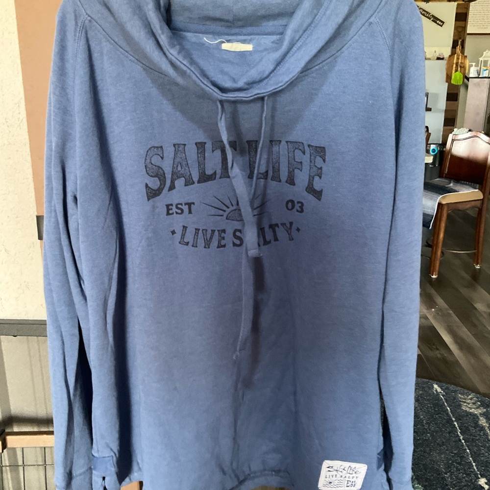 Salt Life Women's Blue Cowl Neck Pullover Sweater